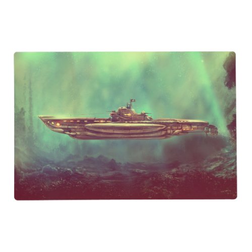 Golden Pirate Submarine Laminated Placemat