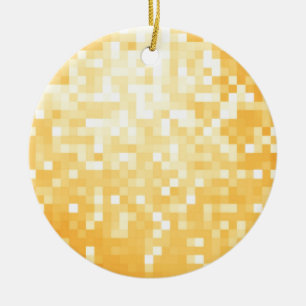 Golden Pixel Sparkle Ceramic Ornament