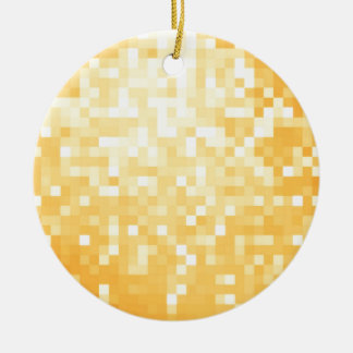 Golden Pixel Sparkle Ceramic Ornament