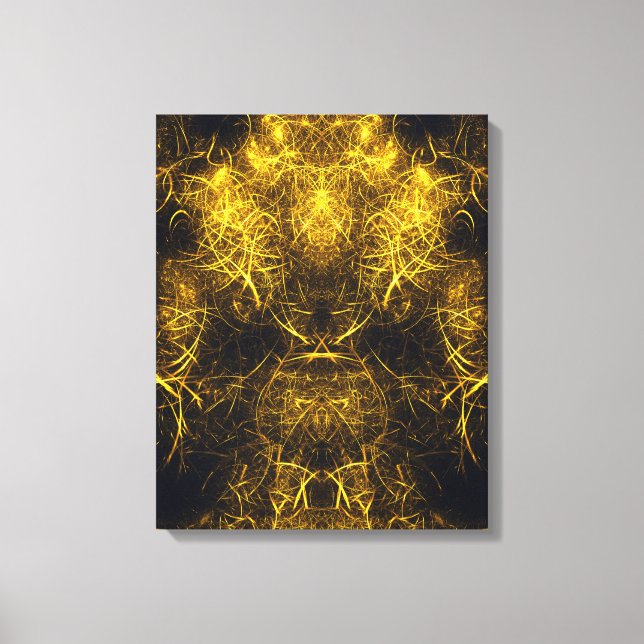 Golden Plasma Energy Fractal Art Canvas Print (Front)