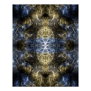 Golden Plasma Sacred Geometry Fractal Art Poster