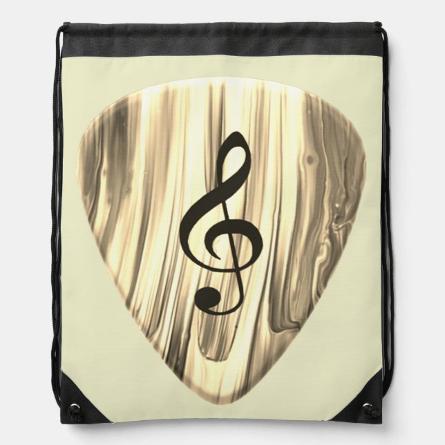 Golden Plectron – Stylish design for music lovers! Drawstring Bag (Front)