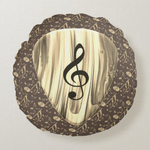 Golden Plectron – Stylish design for music lovers! Round Pillow
