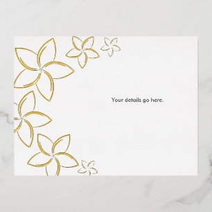 Golden Plumeria Wedding Enclosure Card Real Foil