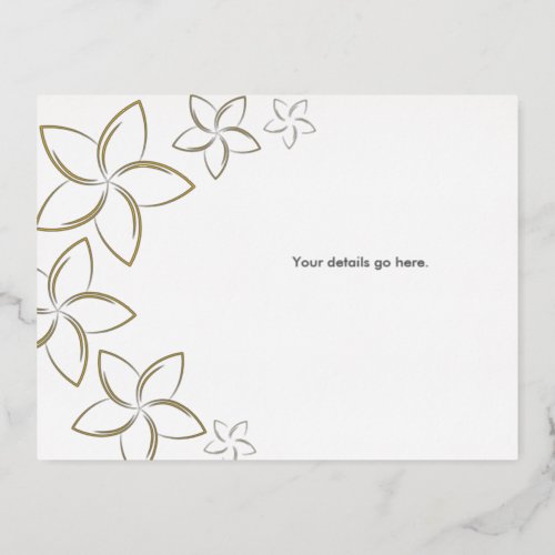 Golden Plumeria Wedding Enclosure Card Real Foil