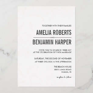 Golden Plumeria Wedding Invitation with Real Foil Foil Invitation