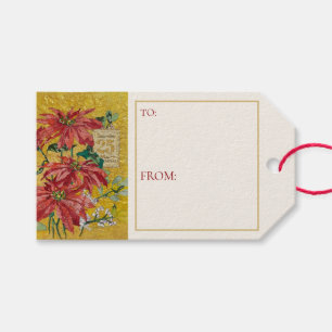 Golden Poinsettia Fine Art Blank Christmas Gift Tags
