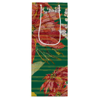 Golden Poinsettia | Fine Art Christmas Gold Lines Wine Gift Bag