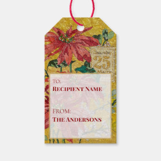 Golden Poinsettia | Fine Art Vertical Christmas Gift Tags