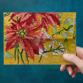 Golden Poinsettia | Fine Art Wraparound Christmas Envelope