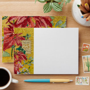 Golden Poinsettia   Fine Art Wraparound Christmas  Envelope