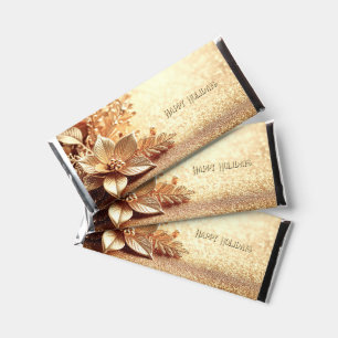 Golden Poinsettia Hershey Bar Favors