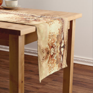 Golden Poinsettia Holiday Table Runner