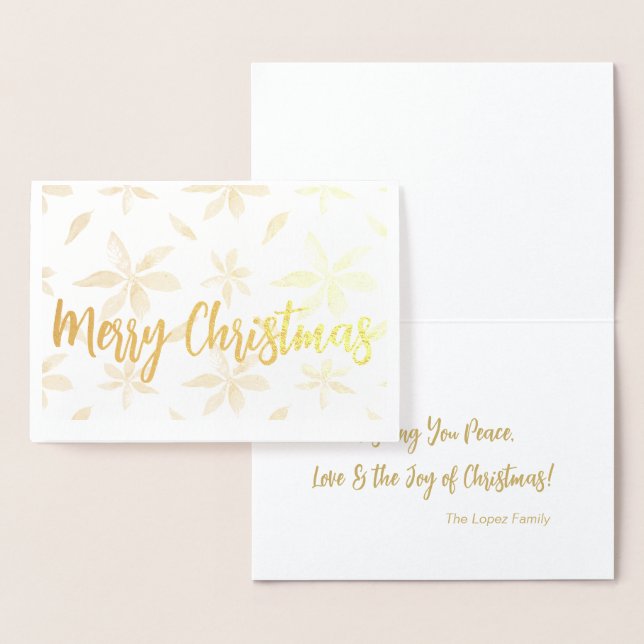 Golden Poinsettia Merry Christmas Personalized Foi Foil Card (Display)