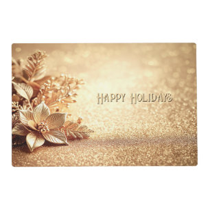 Golden Poinsettia Paper Placemat
