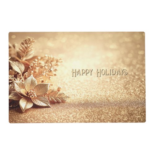 Golden Poinsettia Paper Placemat