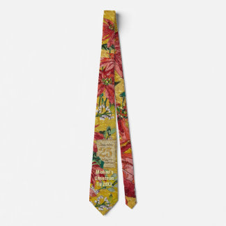 Golden Poinsettia | Personalized Christmas 20XX Neck Tie