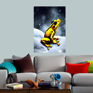 Golden poison frog and snow AI Art Poster