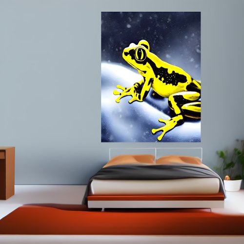 Golden poison frog in the snow  AI Art  Poster
