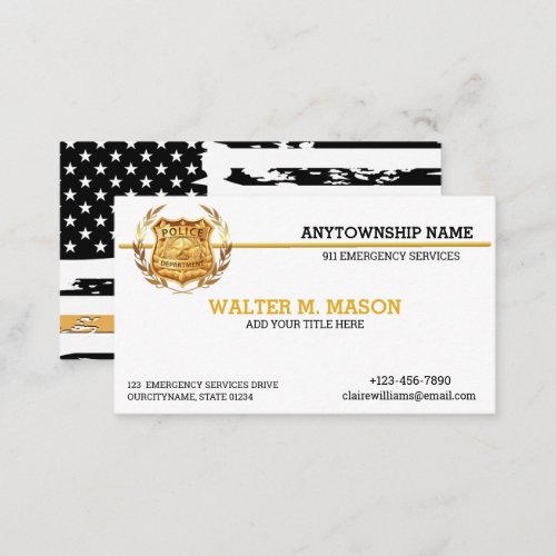 Golden Police Badge Custom Business Card