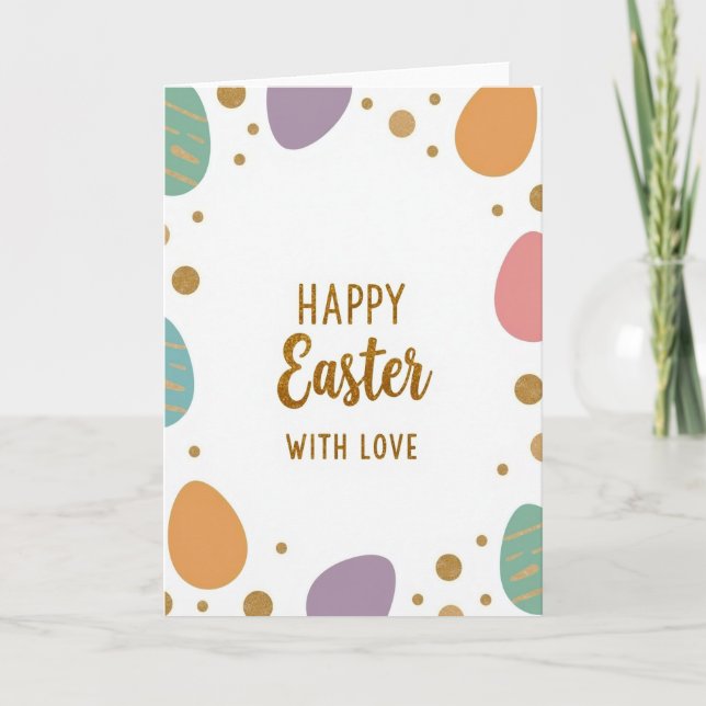 Golden Polka Dot Easter Card (Front)