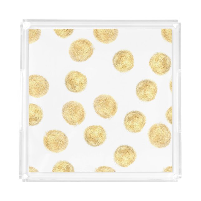 Golden Polka Dot Hand Drawn Acrylic Tray (Front)