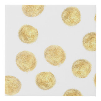 Golden Polka Dot Hand Drawn Faux Canvas Print