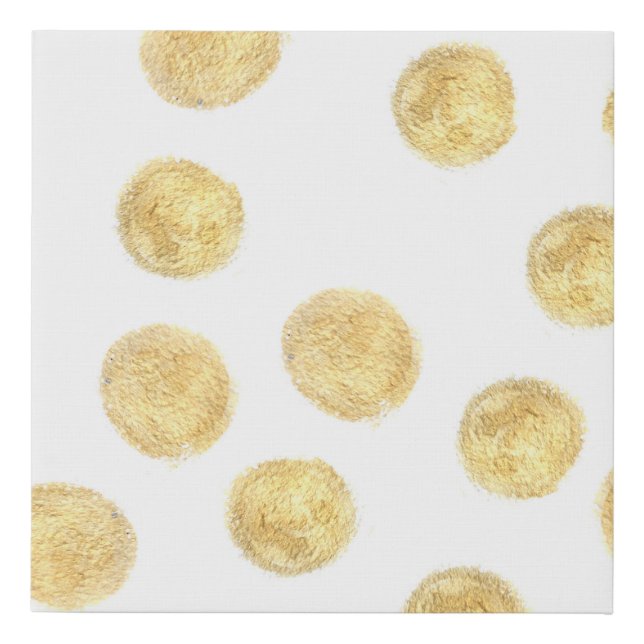 Golden Polka Dot Hand Drawn Faux Canvas Print (Front)