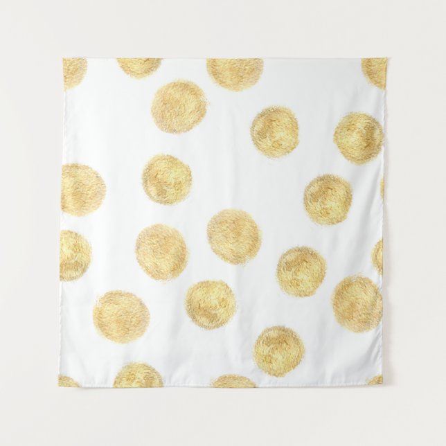 Golden Polka Dot Hand Drawn Tapestry (Front)