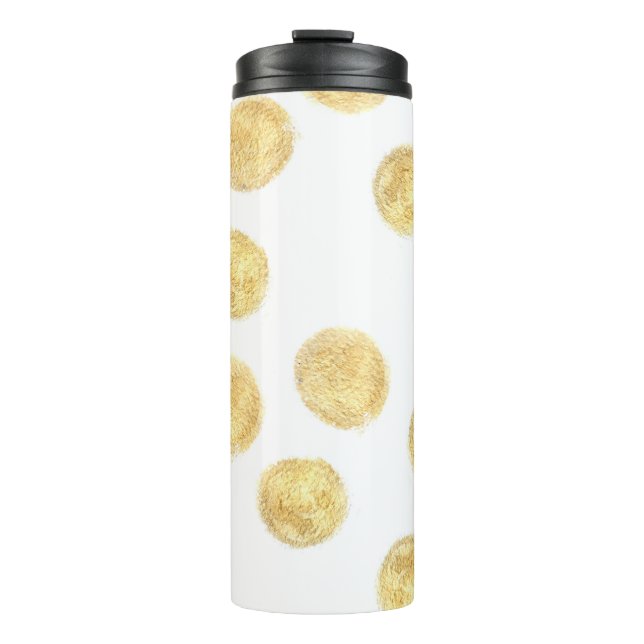 Golden Polka Dot Hand Drawn Thermal Tumbler (Front)