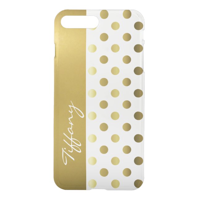 Golden Polka Dots Clear iPhone7 Plus Case (Back)