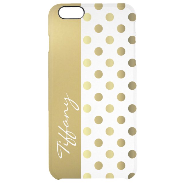 Golden Polka Dots Clear iPhone 6 Plus Case (Back)