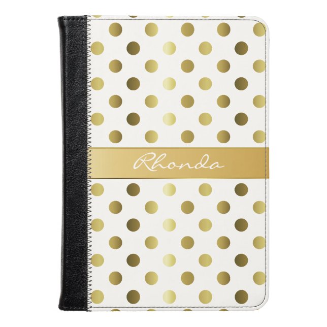 Golden Polka Dots Kindle Fire Folio Kindle Case (Front Closed)