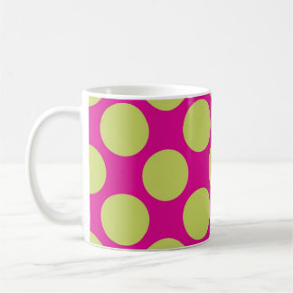 Golden polka dots on pink coffee mug