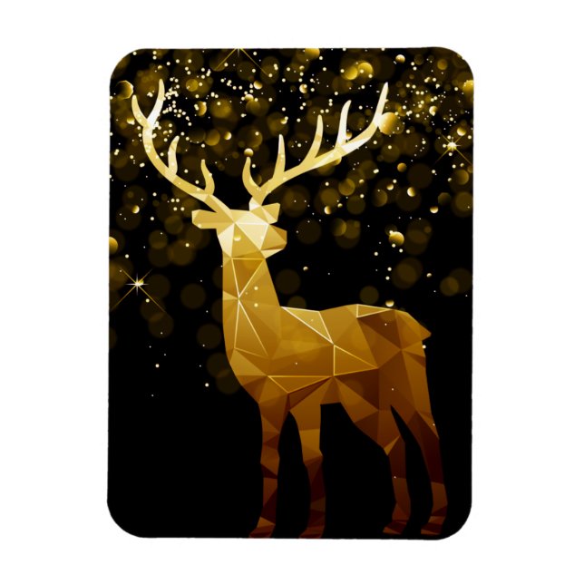 Golden Polygon Geometric Deer Magnet (Vertical)