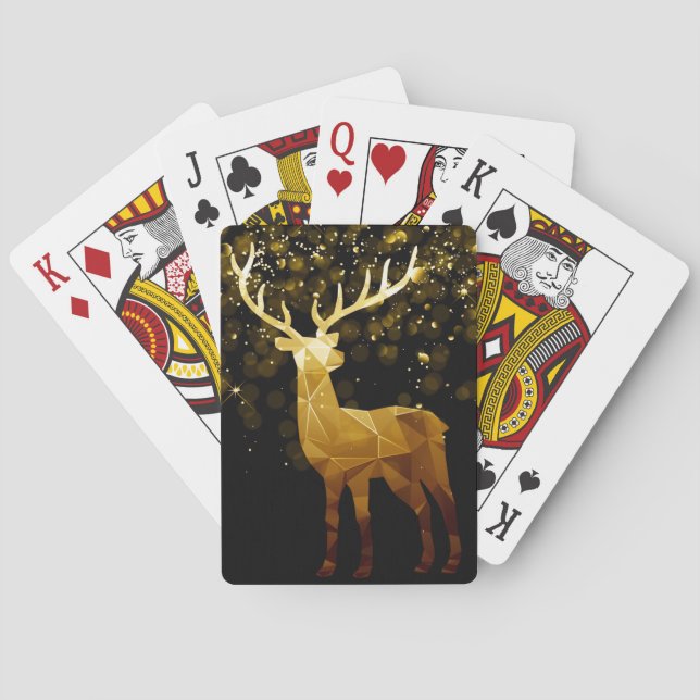 Golden Polygon Geometric Deer Poker Cards (Back)