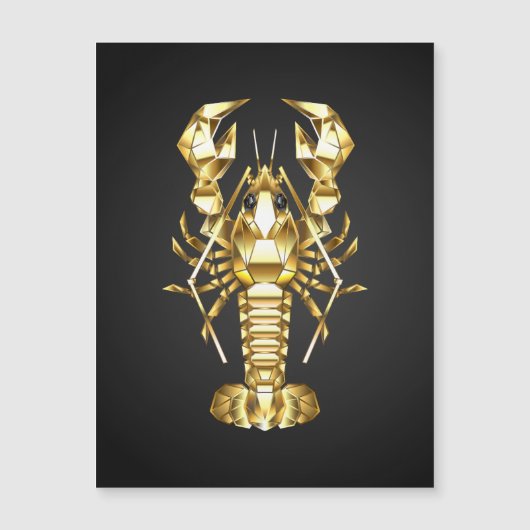 Golden polygonal lobster crawfish on black (Front)