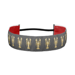 Golden polygonal lobster crawfish on black athletic headband