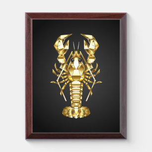 Golden polygonal lobster crawfish on black award plaque