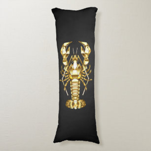Golden polygonal lobster crawfish on black body pillow