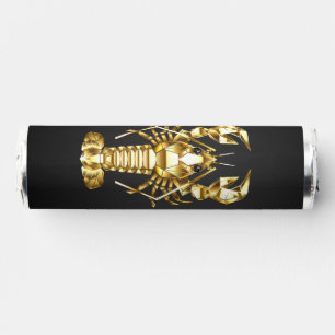 Golden polygonal lobster crawfish on black breath savers® mints