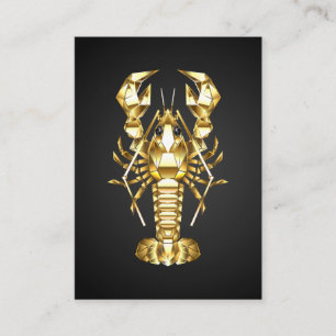 Golden polygonal lobster crawfish on black business card