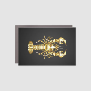 Golden polygonal lobster crawfish on black car magnet