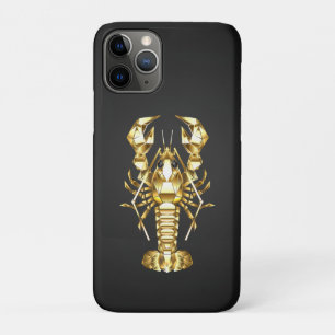 Golden polygonal lobster crawfish on black iPhone 11 pro case