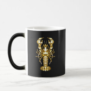 Golden polygonal lobster crawfish on black color morph mug 