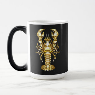 Golden polygonal lobster crawfish on black color morph mug