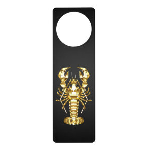 Golden polygonal lobster crawfish on black door hanger