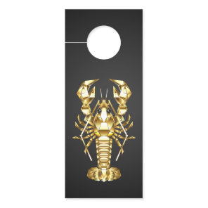 Golden polygonal lobster crawfish on black door hanger
