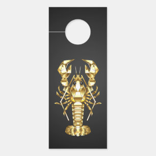 Golden polygonal lobster crawfish on black door hanger