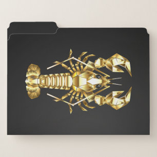Golden polygonal lobster crawfish on black file folder